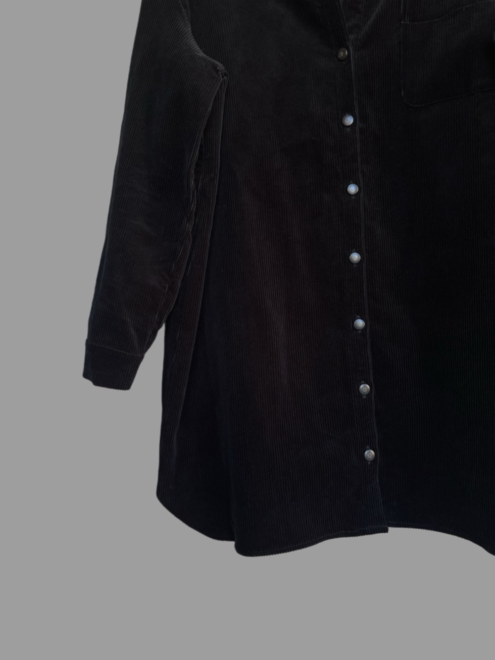 SEZANE Black Velvet Corduroy Button Down Long Sleeve Mini Sadie Shirt Dress - Picture 4 of 14